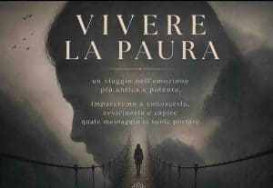 Locandina del seminario Vivere la Paura con l'immagine simbolica di una persona che attraversa un ponte sospeso nel nebbia, condotto da Gabriella Borgotallo al Centro Zorba Il Buddha.